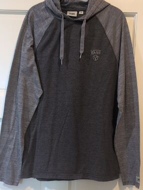 Vans Men's Dark Charcoal & Light Gray Hooded Long Sleeve Shirt Sz Medium Skater